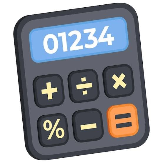 Calculadora exibindo a multiplicação por 0,20 ao lado das representações 20%, 20 sobre 100 e 0,20.