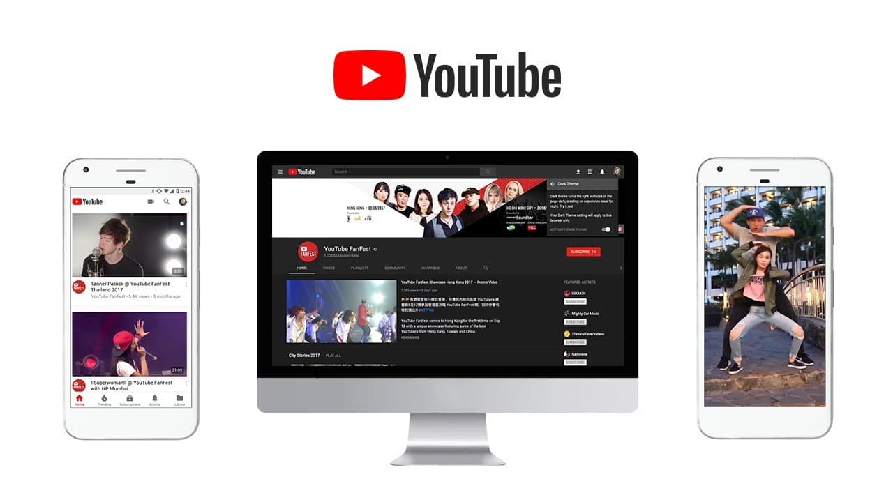 Tela do YouTube em smartphone com elementos de busca e o logotipo da plataforma em destaque.